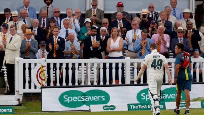 Steve Smith leaves the pitch to a standing ovation. Picture: AFP