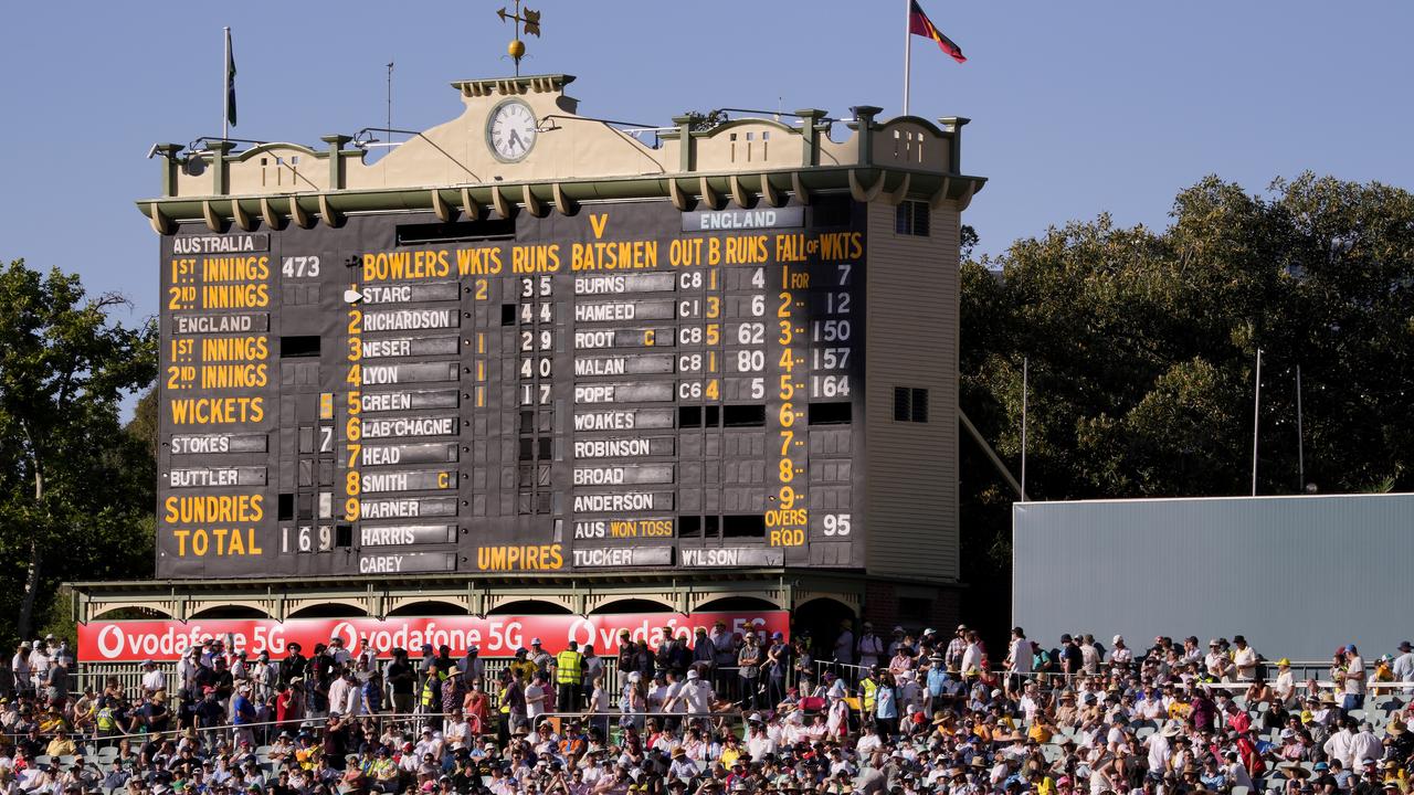 The Adelaide Oval scoreboard. Photo by Daniel Kalisz/Getty Images