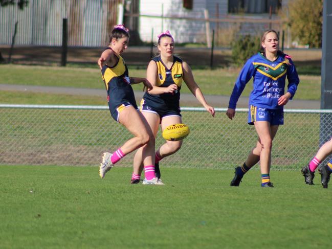 SFLW Community League - Action from Sorell v St Virgils during the annual Pink Sock-Carolyn Birch Memorial Match. Picture: Jake Garland