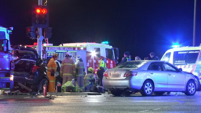 Three 16-year-old boys have been taken to hospital following a crash in Tarneit on Sunday. Photo: ABC