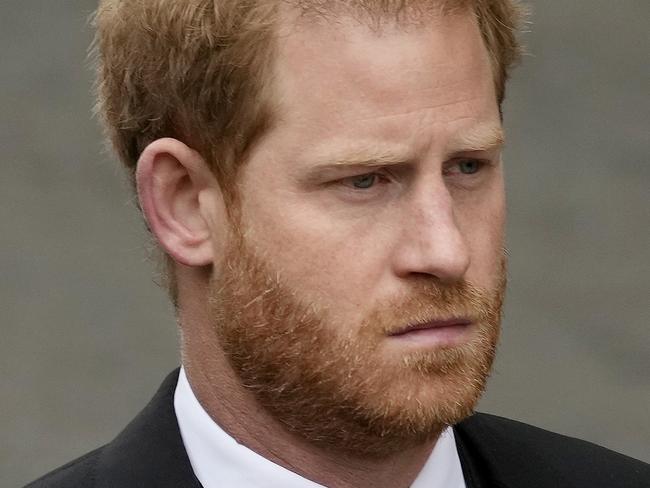 LONDON, ENGLAND - SEPTEMBER 19: Prince Harry, Duke of Sussex arrive at Westminster Abbey ahead of the State Funeral of Queen Elizabeth II on September 19, 2022 in London, England. Elizabeth Alexandra Mary Windsor was born in Bruton Street, Mayfair, London on 21 April 1926. She married Prince Philip in 1947 and ascended the throne of the United Kingdom and Commonwealth on 6 February 1952 after the death of her Father, King George VI. Queen Elizabeth II died at Balmoral Castle in Scotland on September 8, 2022, and is succeeded by her eldest son, King Charles III.  (Photo by Christopher Furlong/Getty Images)