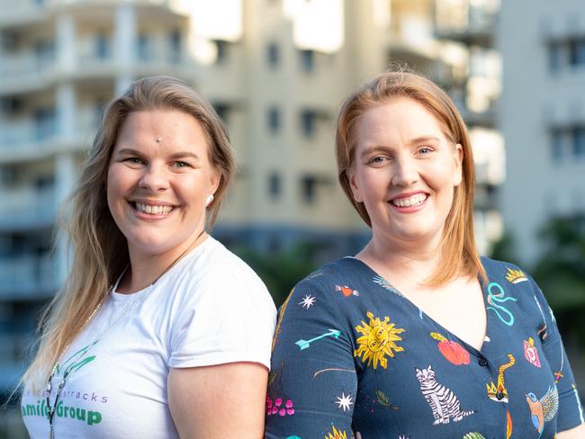 Territory Hero's Steph Hilser-Ritter and Cassie Vuat have helped defence families, many of who run single parent households while one parent is serving the country, by providing care packages during the coronavirus pandemic Picture: Che Chorley