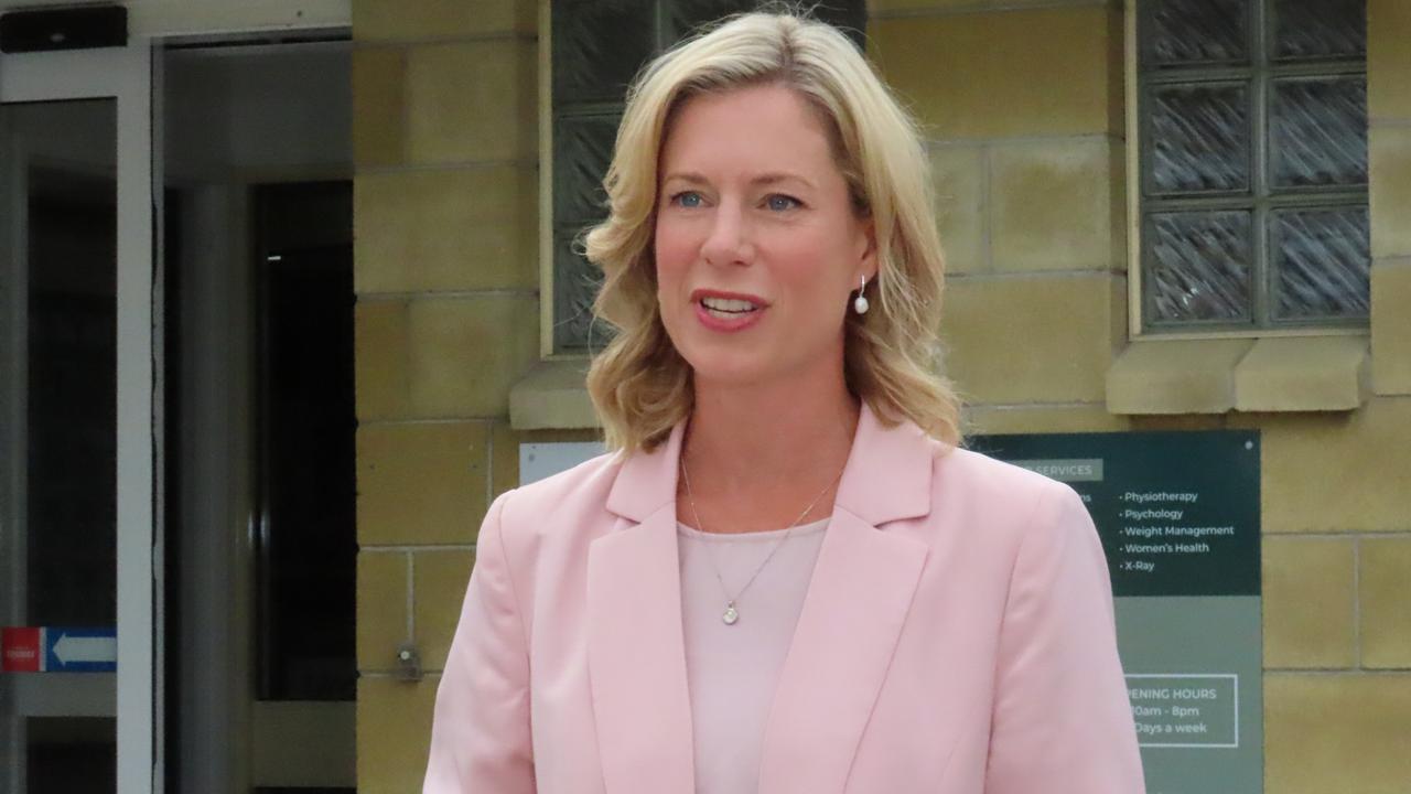 Labor MP for Lyons Rebecca White speaks to the media at Bridgewater on Wednesday, February 12, 2025.