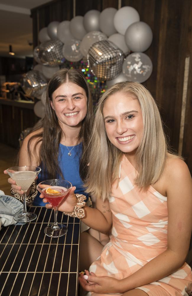 Darcie Mead (left) and Paige Gregory at New Year's Eve at The Rock, Sunday, December 31, 2023. Picture: Kevin Farmer