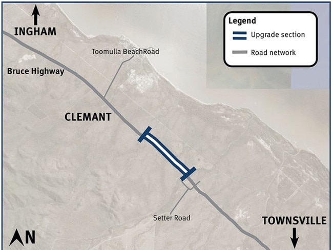 The Bruce Highway was widened and an extra overtaking lane added at Clemant. Picture: TMR.