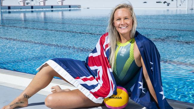 Water Polo star Rowie Webster is excited to skipper the Stingers at the Tokyo Olympics. Picture: Lachie Millard