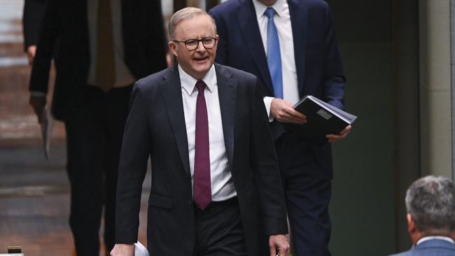 Anthony Albanese arrives for question time on Monday. Picture: NCA NewsWire / Martin Ollman