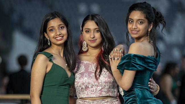 From left: Ammu Madhu, 18, Karenjit Gill, 17 Lara Nunes, 17, Picture: Christian Gilles