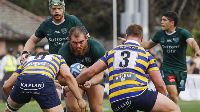 Randwick's Cabous Eloff powering through against Sydney University.