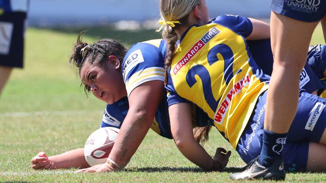 Action from the Premier Women Rugby Grand Final between Bond University and Easts at Ballymore on Sunday. Picture Lachie Millard