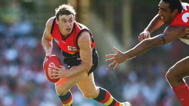 Goodwin in his early playing days with Adelaide. He went on to play 275 games and be part of two premierships.