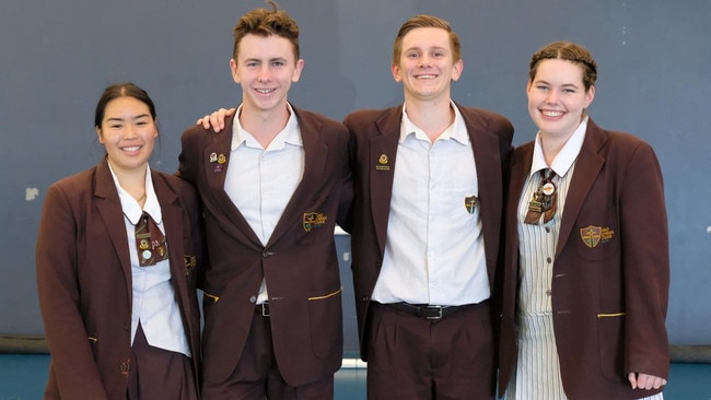 Grace Lutheran College, Rothwell, captains of 2020: Tiger Lily Chau, James Lee, Aidan Orsini, Teagan Methorst. PHOTO SUPPLIED