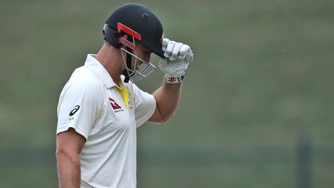 Mitchell Marsh after getting out on Friday. Picture: AP