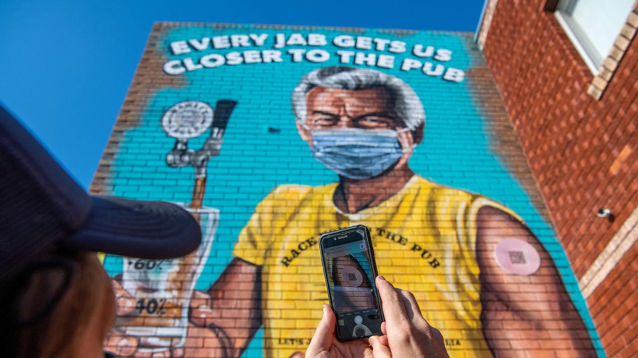 A mural of former Prime Minister Bob Hawke has been painted by artist Scottie Marsh at the Hawke's Brewing Co brewery in Marrickville. Picture: NCA NewsWire/Bianca De Marchi