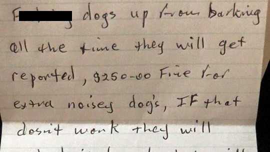 The vile note delivered to a Glenella resident.