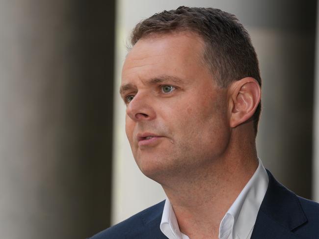 Treasurer Stephen Mullighan on the steps of Parliament House, with details of a new Liberal scandal set to rock the Black by-election. 10 November 2024. Picture Dean Martin