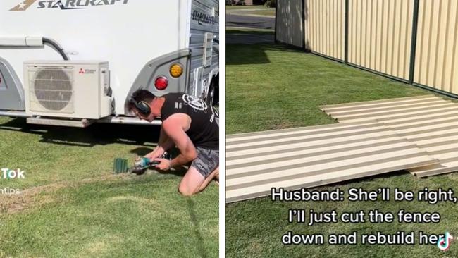 An Aussie dad has gone viral for his hack to park his new caravan. Picture: TikTok / @dadtwintips