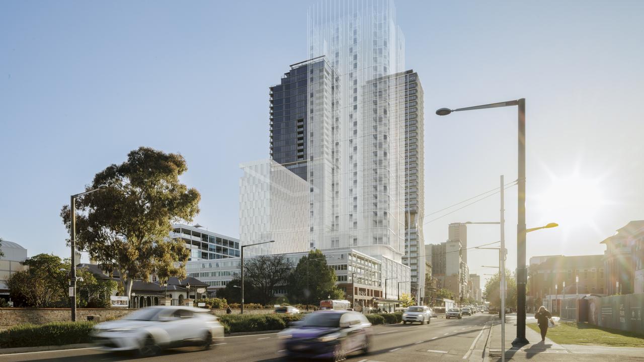 Artist impression of a tower that could be built on North Tce under a Renewal SA plan for the site. Picture: Renewal SA