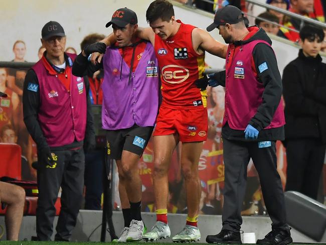 Gold Coast Suns player Connor Budarick has over come two ACL’s over the past three seasons as he prepares for a breakout seaosn in 2024. (Photo by Albert Perez/Getty Images)