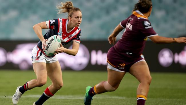 Brown in action for the Sydney Roosters against the Brisbane Broncos at Allianz Stadium this year. Picture: Jonathan Ng