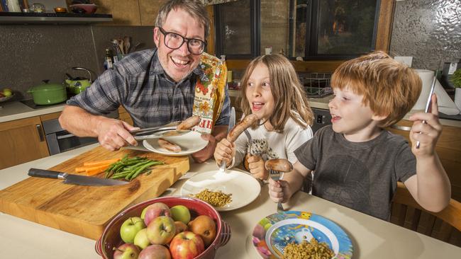 Rhys Allen looks after Freya, 8, and Oscar, 4. Picture: Rob Leeson