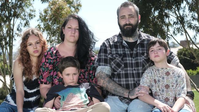 Chloe and Steven Patison with kids Ariarna, 14, Sunny, 7, and Olivia, 7. Picture: Mark Wilson