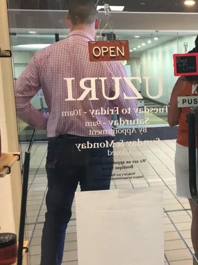 Photos from inside the shop show Ms Ganley’s political volunteers’ backs virtually pressing against her shop door. Picture: Supplied