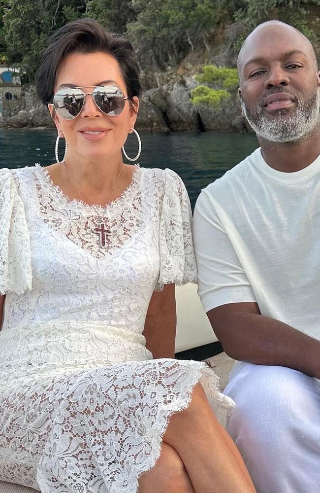 Jenner with her long-term boyfriend, Corey Gamble, in Portofino.