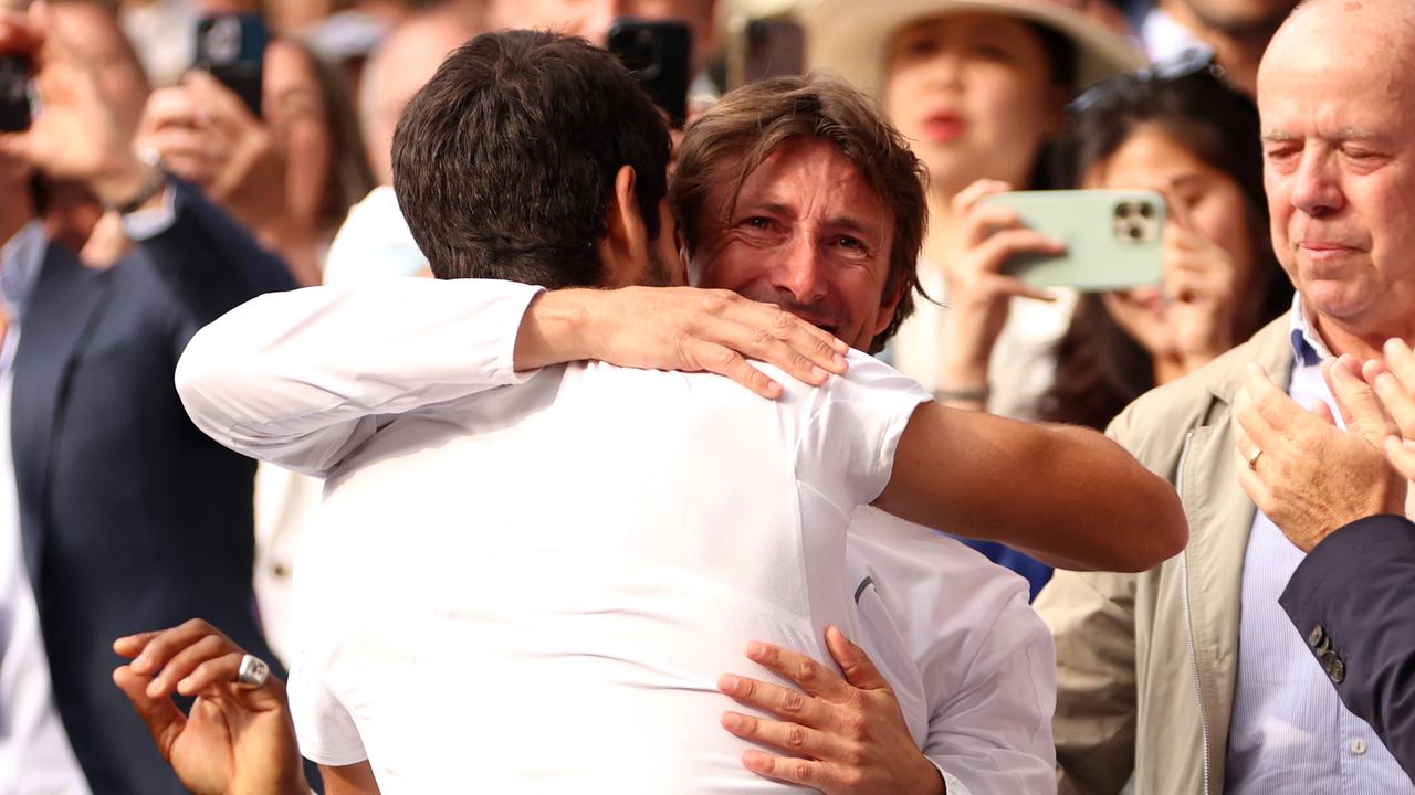 Juan Carlos Ferrero was in tears after Alcaraz's Wimbledon triumph. (Photo by Clive Brunskill/Getty Images)