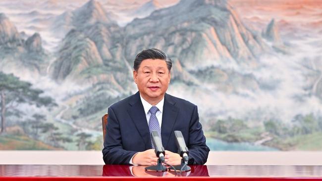 Chinese President Xi Jinping addresses the Asia-Pacific Economic Cooperation CEO Summit via video from Beijing on Thursday. Picture: Xinhua