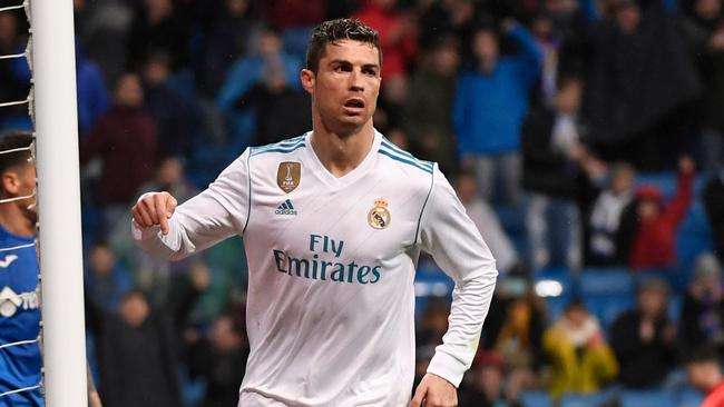 Real Madrid's Portuguese forward Cristiano Ronaldo celebrates