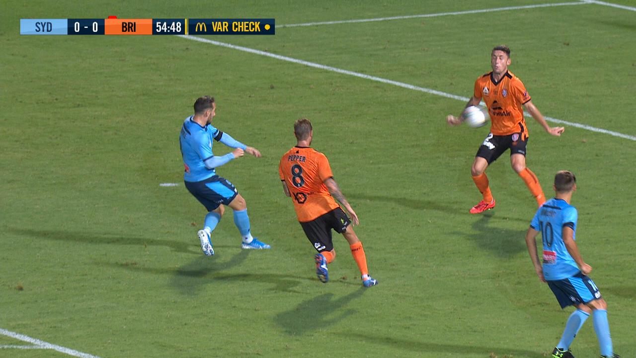 The Scott Neville handball that handed Sydney a penalty and the lead.