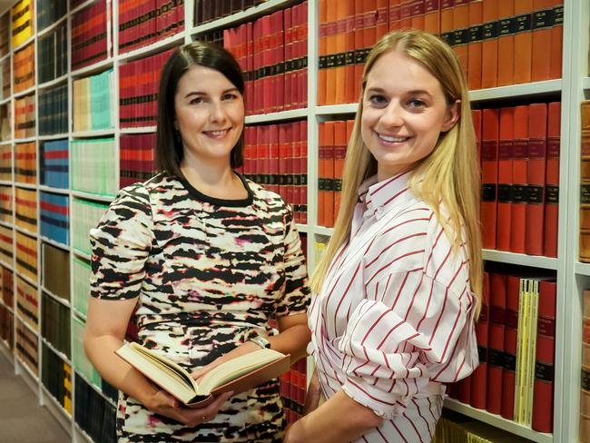 Legal Firm Survey - Fisher Jeffries lawyers partner Vanessa Gore and solicitor Charlotte Thomas in their city offices, Monday December 10, 2018 - pic AAP/MIKE BURTON