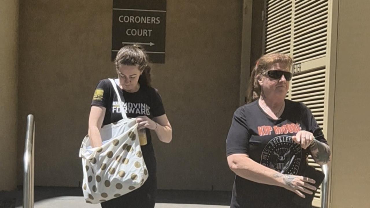 Gary Sargeant's sister Casey White and mother Bonnie Sargeant leaving the inquest. Picture: Lucy Rutherford