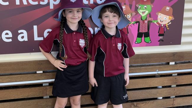 Noah Stanton, with big sister Arlie. Taabinga State School on January 28, 2025.