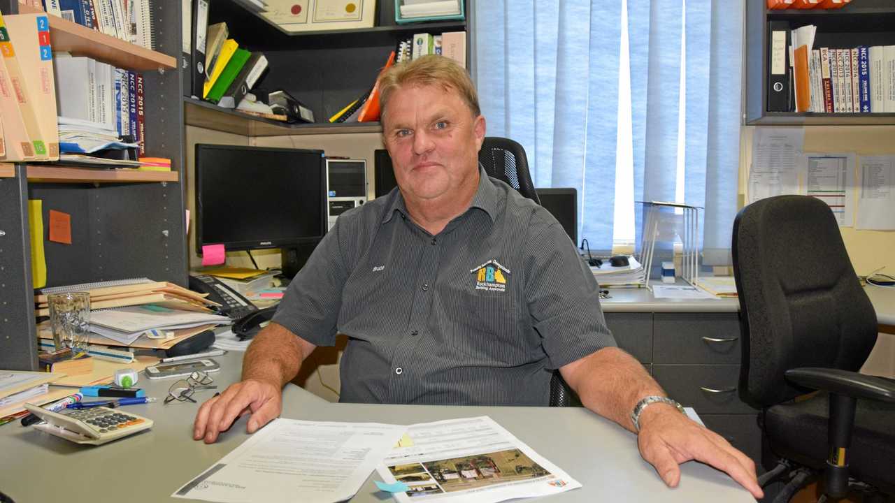 Rockhampton Building Approval&#39;s building surveyor Bruce Krenske with plans showing his company were not at fault. Picture: Matty Holdsworth