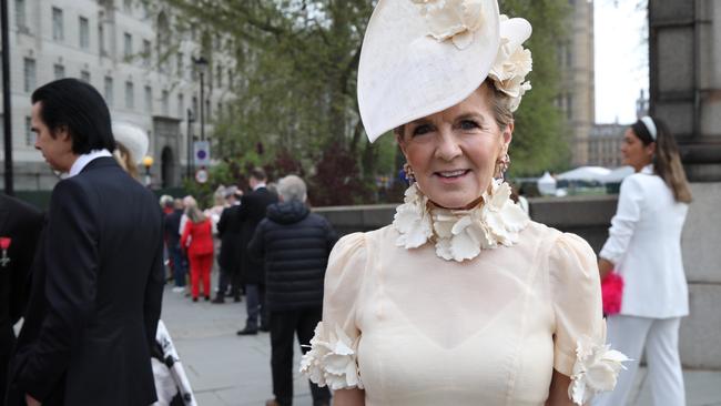 Julie Bishop wears Zimmermann at the King’s coronation. Picture: Ella Pellegrini