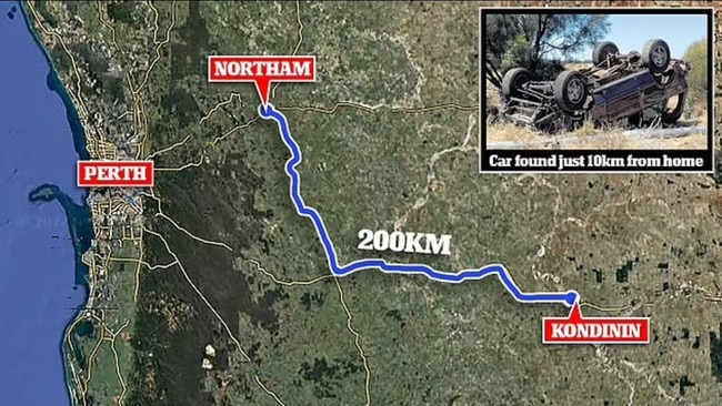 The family had been making the 200km journey home to Kondinin in the WA. Picture: Nine