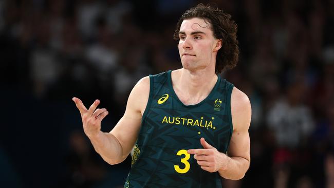 Josh Giddey during the Men's Quarterfinal match between Team Australia and Team Serbia. Photo: Jamie Squire/Getty Images