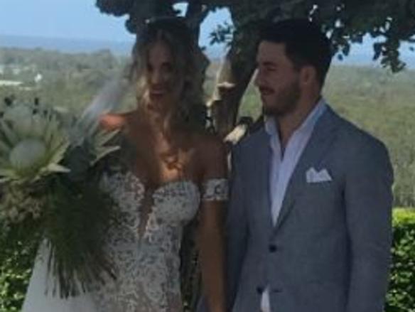 A host of NRL stars gathered to celebrate Ben Hunt's wedding to Bridget Hagan.