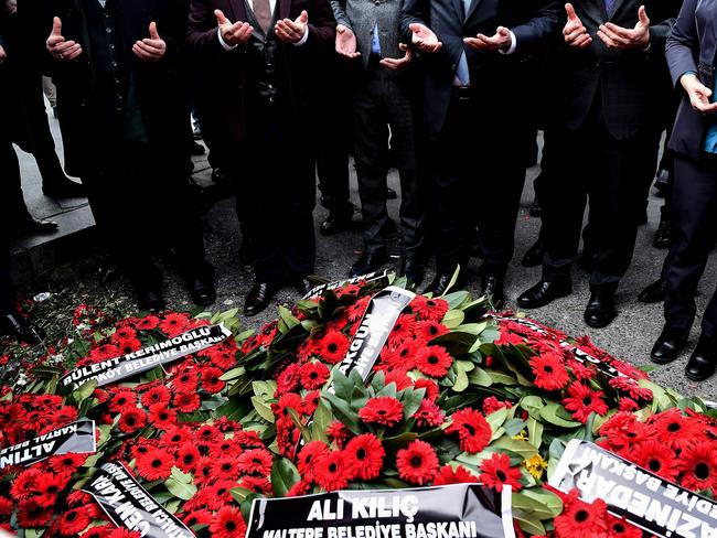 Turkish politicians laid wreaths in front of Reina nightclub on January 4. Picture: AFP