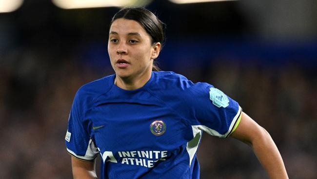 LONDON, ENGLAND - NOVEMBER 23: Sam Kerr of Chelsea during the UEFA Women's Champions League group stage match between Chelsea FC and Paris FC at Stamford Bridge on November 23, 2023 in London, England. (Photo by Justin Setterfield/Getty Images)