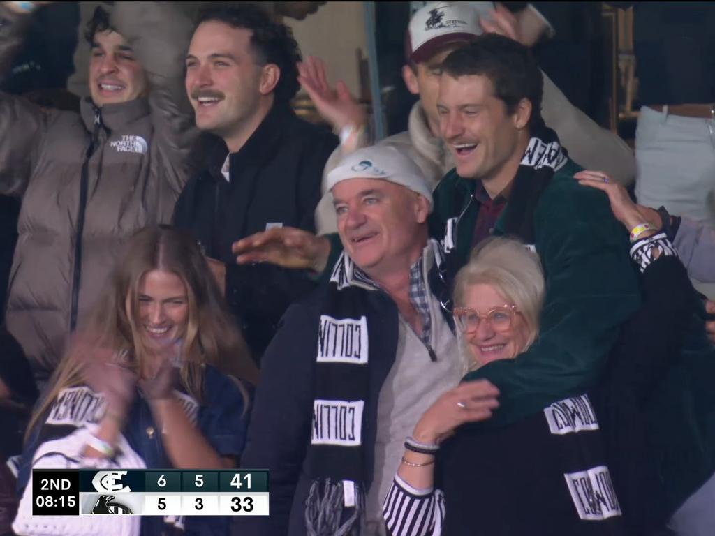Sullivan's family erupt after the goal. Photo: Fox Sports
