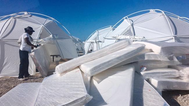 The ‘geodesic domes’ were the same as used in emergency camps. Picture: Jake Strang via AP