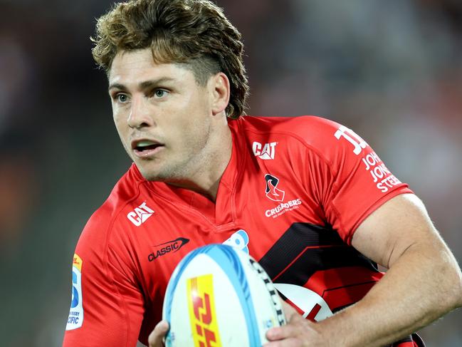 HAMILTON, NEW ZEALAND - FEBRUARY 21: James O'Connor of the Crusaders during the round two Super Rugby Pacific match between Chiefs and Crusaders at FMG Stadium, on February 21, 2025, in Hamilton, New Zealand. (Photo by Phil Walter/Getty Images)