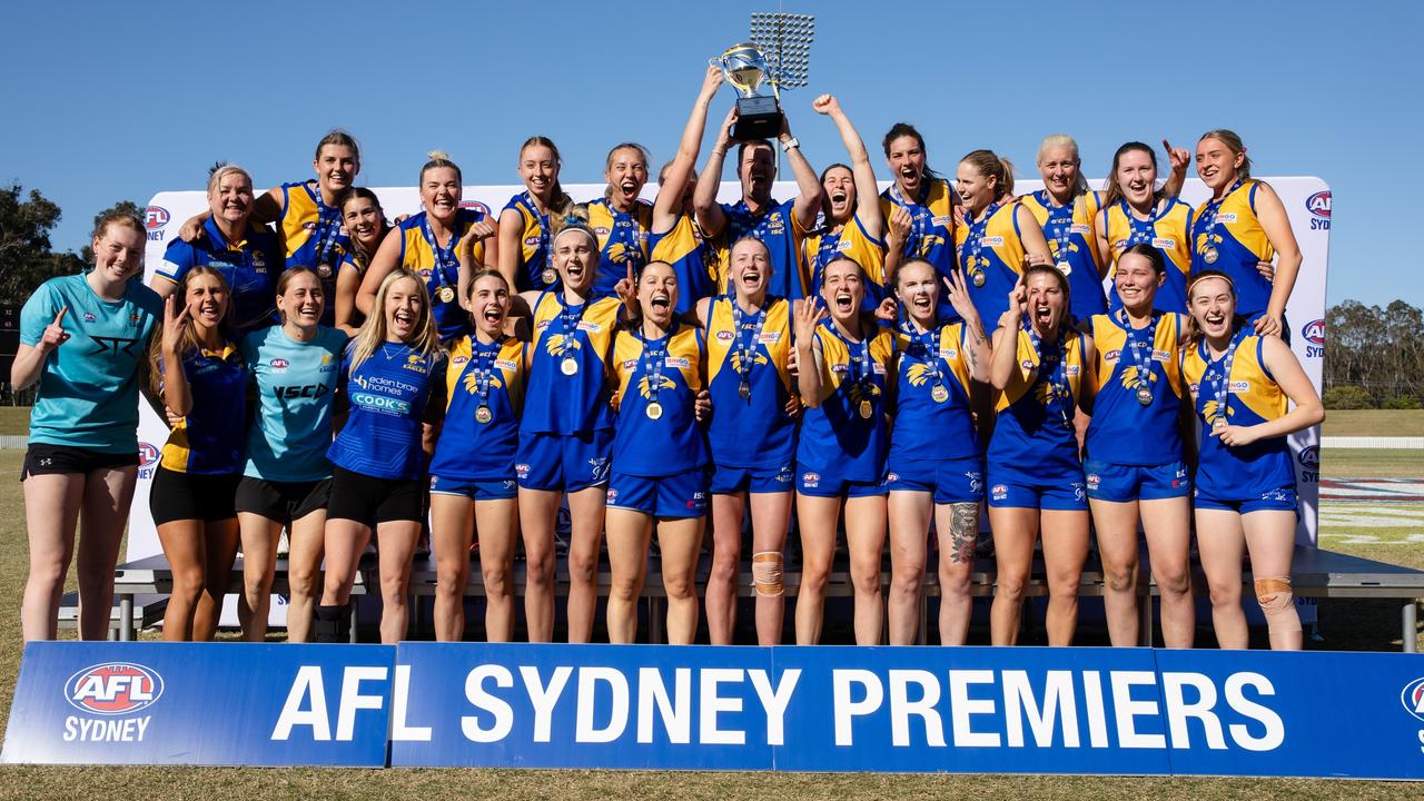 The East Coast Eagles completed a hat trick of Premier Women's division flags. Photo: Narelle Spangher/AFL Sydney