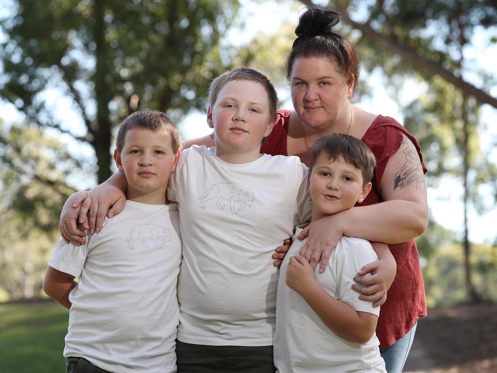 Rebekah Ward with her three sons John, 12, Charlie, 9 and Oliver, 7. Picture: David Swift