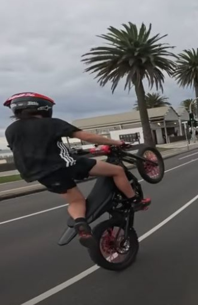 One of the riders in St Kilda. Picture: YouTube