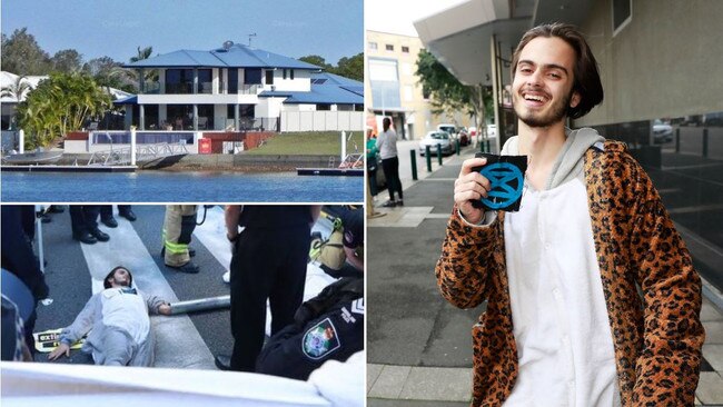 Eric Serge Herbert, who grew up in this Sunshine Coast mansion, has been arrested multiple times over protests in the Brisbane CBD.