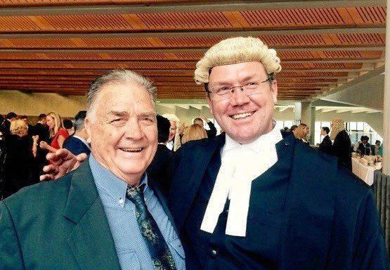 Sarina Range resident Kevin Whitten and his son former North Mackay resident Michael Whitten in Canberra in February 2016. Michael Whitten has been appointed by the King of Tonga as nation's new Lord Chief Justice. Picture: Contributed